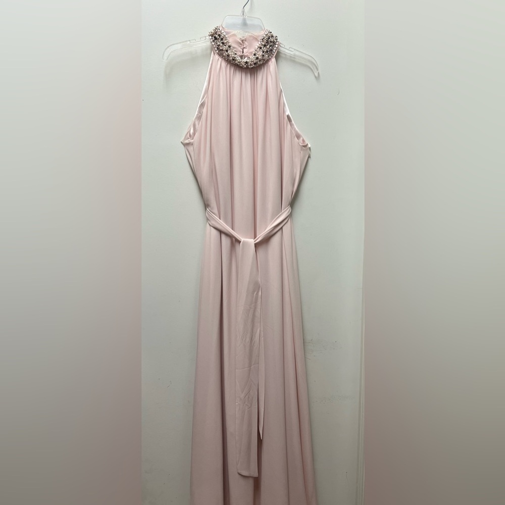 Belle by Badgley  Mischka Elise Georgette Turtleneck Sleeveless Rosa Soft size 8
